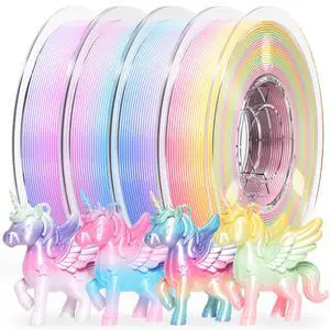 500gx4 Silk Rainbow PLA 3D Printer Filament 1.75mm, Shiny Multi-Color Changing Filament 3D Printing Filament Dimensional Accuracy +/- 0.02mm, 500g*4 Spools 500gx4 Silk Rainbow PLA 3D Printer Filament 1.75mm, Shiny Multi-Color Changing Filament 3D Printing Filament Dimensional Accuracy +/- 0.02mm, 500g*4 Spools