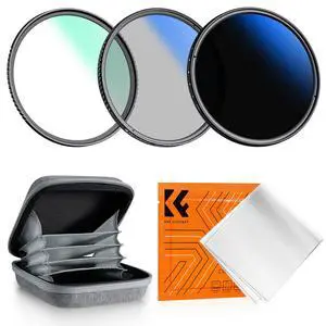 58mm UV/CPL/ND2-400 Lens Filters Kit (3 PCS)-18 Multi-Layer Coatings, UV + Polarizer + Variable ND Lens Filters Kit (1-9 Stops) + Cleaning Cloth+ Filter Pouch for Camera Lens (K-Series) 58mm UV/CPL/ND2-400 Lens Filters Kit (3 PCS)-18 Multi-Layer Coatings, UV + Polarizer + Variable ND Lens Filters Kit (1-9 Stops) + Cleaning Cloth+ Filter Pouch for Camera Lens (K-Series)