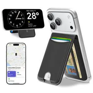 for MagSafe Wallet, Works with Apple Find My, Strongest Magnetic Wallet with Stand, 6 Card Holder, RFID Blocking, Magnetic Card Holder for iPhone 17/16/15/14/13/12 Series, Rechargeable, Black for MagSafe Wallet, Works with Apple Find My, Strongest Magnetic Wallet with Stand, 6 Card Holder, RFID Blocking, Magnetic Card Holder for iPhone 17/16/15/14/13/12 Series, Rechargeable, Black