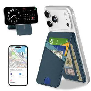 for MagSafe Wallet Stand, Works with Apple Find My, Magnetic Wallet for iPhone 17/16/15/14/13/12 Series, for iPhone Wallet with Finder Tracker, 6 Card Holder, RFID Blocking, Dark Blue for MagSafe Wallet Stand, Works with Apple Find My, Magnetic Wallet for iPhone 17/16/15/14/13/12 Series, for iPhone Wallet with Finder Tracker, 6 Card Holder, RFID Blocking, Dark Blue
