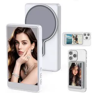 Vlog Selfie Monitor Screen for Phone, Rear Camera for Selfie Vlog Live Stream, Magnetic Mount Wireless Connection Compatible with iPhone (NOT Support 17) Vlog Selfie Monitor Screen for Phone, Rear Camera for Selfie Vlog Live Stream, Magnetic Mount Wireless Connection Compatible with iPhone (NOT Support 17)
