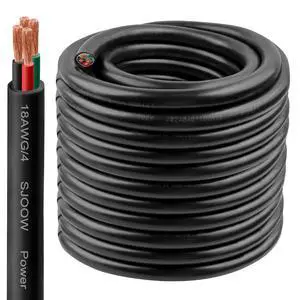 18/4 SJOOW Wire 100FT, 18 AWG 300V SJOOW Bulk Cable, 18 Gauge 4 Conductor Portable Cable for Welder,Generator,Portable Light,Circuits,EV Car Charger,Motor Lead 18/4 SJOOW Wire 100FT, 18 AWG 300V SJOOW Bulk Cable, 18 Gauge 4 Conductor Portable Cable for Welder,Generator,Portable Light,Circuits,EV Car Charger,Motor Lead