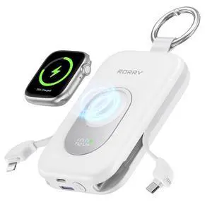 CharmGo Portable Charger, 20000mAh PD 30W Portable Charger Power Bank with 2 Built-in Cables, Fast Charging Battery Pack with Keychain, Travel Essentials for iPhone, Apple Watch, iPad, White CharmGo Portable Charger, 20000mAh PD 30W Portable Charger Power Bank with 2 Built-in Cables, Fast Charging Battery Pack with Keychain, Travel Essentials for iPhone, Apple Watch, iPad, White