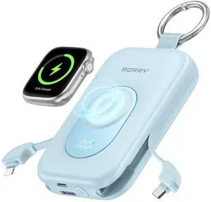 CharmGo Portable Charger, 20000mAh PD 30W Portable Charger Power Bank with 2 Built-in Cables, Fast Charging Battery Pack with Keychain, Travel Essentials for iPhone, Apple Watch, iPad, Sky Blue CharmGo Portable Charger, 20000mAh PD 30W Portable Charger Power Bank with 2 Built-in Cables, Fast Charging Battery Pack with Keychain, Travel Essentials for iPhone, Apple Watch, iPad, Sky Blue