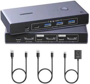 8K@60Hz Displayport KVM Switch 1 Monitors 2 Computers with 4 USB 3.0 Ports Aluminum Support 4K@240Hz Share One Monitor Keyboard Mouse U-Disk Printer with 2 USB Cables 8K@60Hz Displayport KVM Switch 1 Monitors 2 Computers with 4 USB 3.0 Ports Aluminum Support 4K@240Hz Share One Monitor Keyboard Mouse U-Disk Printer with 2 USB Cables
