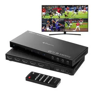 HDMI Multiviewer Switch 4x1 with PIP, PORTTA Quad Multi Viewer Seamless Switcher 4 in 1 Out with Toslink, 3.5mm Audio Output Support 1080p 60Hz, 6 Viewing Modes, Downscaler, Compatible with PS4 Xbox HDMI Multiviewer Switch 4x1 with PIP, PORTTA Quad Multi Viewer Seamless Switcher 4 in 1 Out with Toslink, 3.5mm Audio Output Support 1080p 60Hz, 6 Viewing Modes, Downscaler, Compatible with PS4 Xbox