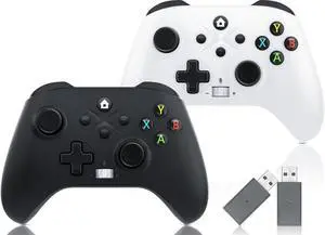 Wireless Controller for X-box One, X-box Series X/S, PC, Switch, iOS, Android, LED Gaming Controller with TURBO, Macro Function, 6-Axis Gyro, 3.5mm Audio Jack, 2.4GHz AdapterBlack and white two-pack Wireless Controller for X-box One, X-box Series X/S, PC, Switch, iOS, Android, LED Gaming Controller with TURBO, Macro Function, 6-Axis Gyro, 3.5mm Audio Jack, 2.4GHz AdapterBlack and white two-pack