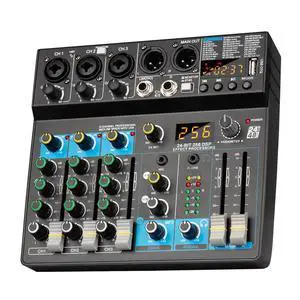 Professional Audio Mixer Digital FX 256-Bit DSP USB Bluetooth MP3 Computer DJ Mixer 5 Channel input Interface with 48V Phantom Power for PC recording Live Streaming, Podcasting, Karaok Professional Audio Mixer Digital FX 256-Bit DSP USB Bluetooth MP3 Computer DJ Mixer 5 Channel input Interface with 48V Phantom Power for PC recording Live Streaming, Podcasting, Karaok