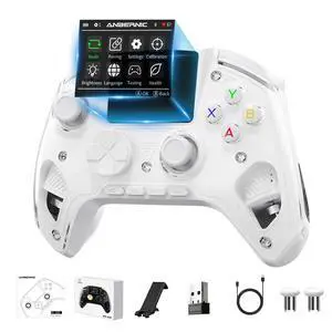 RG G01 Wireless Gaming Controller with Heart Rate Monitor & Display, Hall Effect Triggers, Programmable Back Buttons for PC, Switch, Steam, Android, iOS - 2.4G/Bluetooth/Wired White RG G01 Wireless Gaming Controller with Heart Rate Monitor & Display, Hall Effect Triggers, Programmable Back Buttons for PC, Switch, Steam, Android, iOS - 2.4G/Bluetooth/Wired White