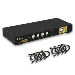 KVM Switch HDMI 4 Port wit Audio and 4 kit Cables, 4 Port HDMI KVM Switch Support 4K@60Hz 4:4:4, EDID, Hotkey Switching KVM Switch HDMI 4 Port wit Audio and 4 kit Cables, 4 Port HDMI KVM Switch Support 4K@60Hz 4:4:4, EDID, Hotkey Switching