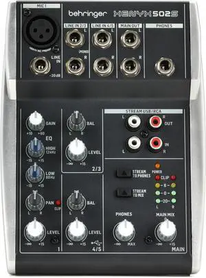 XENYX 502S Premium Analog 5-Input Mixer with USB Streaming Interface XENYX 502S Premium Analog 5-Input Mixer with USB Streaming Interface