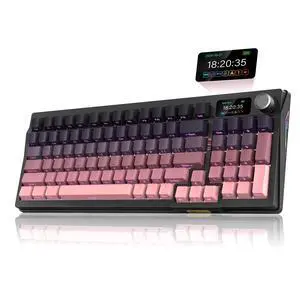 K95 Wireless Mechanical Keyboard,TFT Screen & Knob, Trip-Modes Connection, Gasket Custom Hot-Swap Keyboard, RGB Backlit, Pre-lubed Linear Switches, Side Printed PBT Keycaps, Gradient Pink K95 Wireless Mechanical Keyboard,TFT Screen & Knob, Trip-Modes Connection, Gasket Custom Hot-Swap Keyboard, RGB Backlit, Pre-lubed Linear Switches, Side Printed PBT Keycaps, Gradient Pink