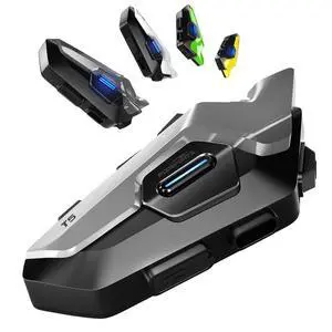 T5 Motorcycle Bluetooth Headset with Music Sharing, 2 Riders Helmet Intercom Communication Systems, 9-Language Voice Prompts/Voice Assistant/FM Radio/2 Type Mics/4 Colored Faceplates T5 Motorcycle Bluetooth Headset with Music Sharing, 2 Riders Helmet Intercom Communication Systems, 9-Language Voice Prompts/Voice Assistant/FM Radio/2 Type Mics/4 Colored Faceplates