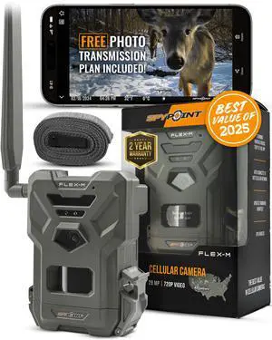 Flex-M Cellular Trail Camera - Best Hunting Accessories, No WiFi Needed, Night Vision, Motion Activated, Dual-Sim LTE, IP65 Water-Resistant Game Camera, 28MP Photos, 720p Videos + Sound (1) Flex-M Cellular Trail Camera - Best Hunting Accessories, No WiFi Needed, Night Vision, Motion Activated, Dual-Sim LTE, IP65 Water-Resistant Game Camera, 28MP Photos, 720p Videos + Sound (1)