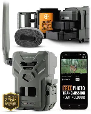 Flex-Plus Cellular Trail Camera, 36MP Photos and 1080p Videos w/Sound, Double The Battery Capacity, GPS-Enabled, Dual-SIM LTE Connectivity, 100' Flash & Detection Range, 4 Capture Modes Flex-Plus Cellular Trail Camera, 36MP Photos and 1080p Videos w/Sound, Double The Battery Capacity, GPS-Enabled, Dual-SIM LTE Connectivity, 100' Flash & Detection Range, 4 Capture Modes