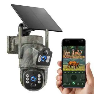 Cellular Trail Camera, 4G LTE Dual Lens Game Camera with 360° Live Streaming, 2K Solar Security Cameras Built-in SIM Card, Remote Access, Night Vision, Motion Activated, No WiFi Needed Cellular Trail Camera, 4G LTE Dual Lens Game Camera with 360° Live Streaming, 2K Solar Security Cameras Built-in SIM Card, Remote Access, Night Vision, Motion Activated, No WiFi Needed