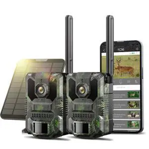 Trail Camera 2 Pack, 4G LTE Cellular Trail Camera with Built-in SIM Card 2.5K HD Live Streaming Solar Panel 4 Area in 1 Screen Night Vision Motion Activated Game Camera for Hunting & Outdoor Trail Camera 2 Pack, 4G LTE Cellular Trail Camera with Built-in SIM Card 2.5K HD Live Streaming Solar Panel 4 Area in 1 Screen Night Vision Motion Activated Game Camera for Hunting & Outdoor