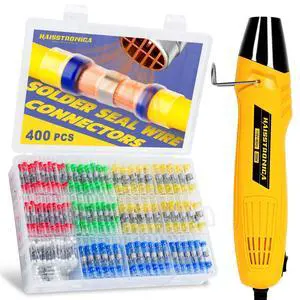 400 PCS Solder Seal Wire Connectors with Mini Heat Gun Kit, Waterproof Heat Shrink Wire Connectors, 10-26 AWG Solder Stick Wire Connectors for Automotive, Marine & Wiring Repair 400 PCS Solder Seal Wire Connectors with Mini Heat Gun Kit, Waterproof Heat Shrink Wire Connectors, 10-26 AWG Solder Stick Wire Connectors for Automotive, Marine & Wiring Repair
