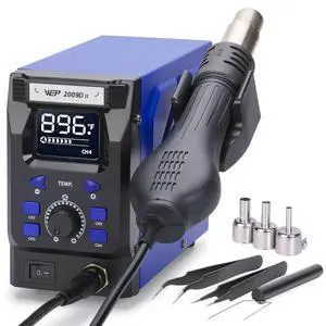 2009D-II Hot Air Soldering Station, Hot Air Rework Station with Detachable Soldering Heat Gun, 4 Preset Channels, Digital LED Display, Adjustable Temperature 212-896°F, PID Temp Stabilization 2009D-II Hot Air Soldering Station, Hot Air Rework Station with Detachable Soldering Heat Gun, 4 Preset Channels, Digital LED Display, Adjustable Temperature 212-896°F, PID Temp Stabilization