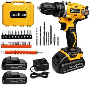21V Cordless Drill Set,35 Nm Power Drill with 2 Batteries and Charger, 25+3 Torque, 2 Speed, 3/8" Keyless Chuck, 30pcs Accessories, LED Light, Electric Screwdriver for Home DIY 21V Cordless Drill Set,35 Nm Power Drill with 2 Batteries and Charger, 25+3 Torque, 2 Speed, 3/8" Keyless Chuck, 30pcs Accessories, LED Light, Electric Screwdriver for Home DIY