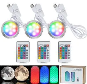 3 Pack RGB Remote Control LED Lamp Kit 001 for Bambu lab A1 mini/A1 MH001, Color Storage, Dimming, 5V USB Puck Light Set DIY Hardware Spare Parts for Makerwold 3D Printed Light Projects 3 Pack RGB Remote Control LED Lamp Kit 001 for Bambu lab A1 mini/A1 MH001, Color Storage, Dimming, 5V USB Puck Light Set DIY Hardware Spare Parts for Makerwold 3D Printed Light Projects