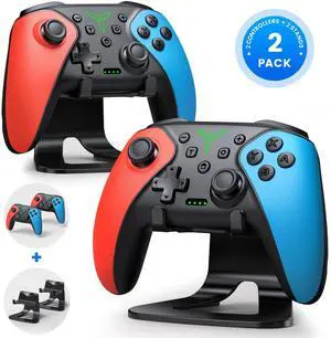 Switch Controller 2-Pack, Wireless Pro Controller for Switch2/Switch/Lite/OLED, Bluetooth with Programmable Back Buttons, Turbo, Vibration, Gyro, Compatible with iOS/Android/PC, Includes 2 Stands Switch Controller 2-Pack, Wireless Pro Controller for Switch2/Switch/Lite/OLED, Bluetooth with Programmable Back Buttons, Turbo, Vibration, Gyro, Compatible with iOS/Android/PC, Includes 2 Stands