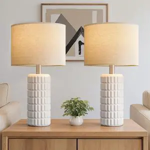 23" Modern Ceramic Table Lamps Set of 2 - Table Lamps for Living Room, Farmhouse Bedside Night Stands Lamp for Bedroom, White Nightstand Lamps Set of 2, Desk Lamp for End Table Home Decor 23" Modern Ceramic Table Lamps Set of 2 - Table Lamps for Living Room, Farmhouse Bedside Night Stands Lamp for Bedroom, White Nightstand Lamps Set of 2, Desk Lamp for End Table Home Decor