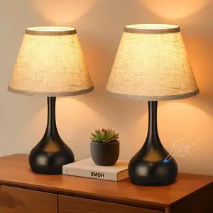 Touch Table Lamp for Bedroom Set of 2, 3-Way Dimmable Bedside Lamp for Nightstand, 17 Farmhouse Metal Desk Lamp with Linen Shade for Living Room, Kids Reading, Dorm, Home Office Decor, Bulb Included Touch Table Lamp for Bedroom Set of 2, 3-Way Dimmable Bedside Lamp for Nightstand, 17 Farmhouse Metal Desk Lamp with Linen Shade for Living Room, Kids Reading, Dorm, Home Office Decor, Bulb Included