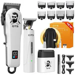 Hair Clippers for Men Professional Cordless Haircut Kit with Beard Trimmer Set, with IPX7 Electric Shavers, LED Display Rechargeable Barber Clippers for Home Use Gifts White Hair Clippers for Men Professional Cordless Haircut Kit with Beard Trimmer Set, with IPX7 Electric Shavers, LED Display Rechargeable Barber Clippers for Home Use Gifts White