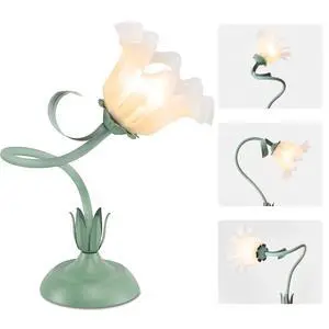 Cute Flower Desk Lamp, 3 Color Temperature Table Lamp with LED Bulb, Vintage Bedside Lamps, Reading Lamps with Soft Light for Bedroom, Living Room Cute Flower Desk Lamp, 3 Color Temperature Table Lamp with LED Bulb, Vintage Bedside Lamps, Reading Lamps with Soft Light for Bedroom, Living Room