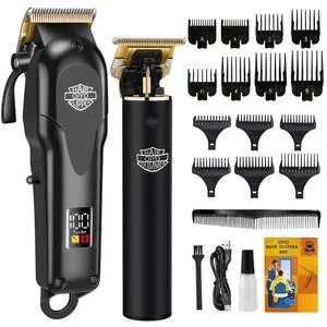 Hair Clippers for Men Professional Cordless Beard Trimmer & Hair Clipper Set with Golden Blades, Rechargeable Electric Clippers for Home Use, 14 Guide Combs, Barber-Grade Hair Cutting Kit Hair Clippers for Men Professional Cordless Beard Trimmer & Hair Clipper Set with Golden Blades, Rechargeable Electric Clippers for Home Use, 14 Guide Combs, Barber-Grade Hair Cutting Kit