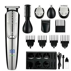 Hair Clippers for Men Cordless Beard Trimmer Electric Shaver Grooming Kit with LCD Display, 5 Replaceable Heads, 4 Guide Combs, USB Rechargeable Haircutting Machine for Family Use Hair Clippers for Men Cordless Beard Trimmer Electric Shaver Grooming Kit with LCD Display, 5 Replaceable Heads, 4 Guide Combs, USB Rechargeable Haircutting Machine for Family Use