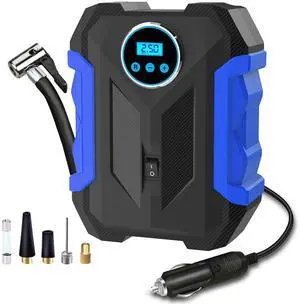 Digital Air Compressor for Car Auto Pump Portable Tire Inflator with LED Light DC 12V, Blue Digital Air Compressor for Car Auto Pump Portable Tire Inflator with LED Light DC 12V, Blue