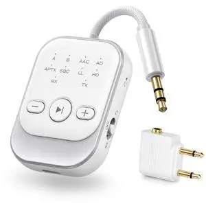 Bluetooth Transmitter Receiver, Airplane Bluetooth Adapter for TV (White) Bluetooth Transmitter Receiver, Airplane Bluetooth Adapter for TV (White)