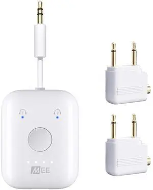 Connect Air in-Flight Bluetooth Wireless Audio Transmitter with 2-Pack Airplane Adapter, for up to 2 AirPods/Other Headphones; Works with All 3.5mm AUX Jacks, White Connect Air in-Flight Bluetooth Wireless Audio Transmitter with 2-Pack Airplane Adapter, for up to 2 AirPods/Other Headphones; Works with All 3.5mm AUX Jacks, White