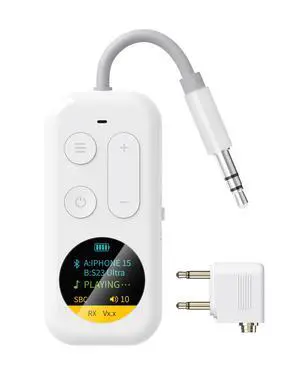 Airplane Bluetooth Adapter with LED Screen, 2-in-1 Bluetooth Transmitter Receiver for Flight & TV, Dual Headphones Audio Adapter, 20H+ Playtime, Travel Essentials Airplane Bluetooth Adapter with LED Screen, 2-in-1 Bluetooth Transmitter Receiver for Flight & TV, Dual Headphones Audio Adapter, 20H+ Playtime, Travel Essentials