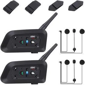 V6 Pro Motorcycle Helmet Bluetooth Intercom Headset 1200M 2 People Full Duplex Wireless Motorbike Interphone Connect Up to 6 Riders for Motorcycling Skiing and Climbing (2 Pack) V6 Pro Motorcycle Helmet Bluetooth Intercom Headset 1200M 2 People Full Duplex Wireless Motorbike Interphone Connect Up to 6 Riders for Motorcycling Skiing and Climbing (2 Pack)
