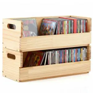 2 Set Wooden CD Storage Box,Holds 72 CDs(36 Each),Stackable CD Holder Organizer with Magnetic Front Flap and Carrying Handles for DVDs, Cassette Tapes and Movie Cases (Natural Wood) 2 Set Wooden CD Storage Box,Holds 72 CDs(36 Each),Stackable CD Holder Organizer with Magnetic Front Flap and Carrying Handles for DVDs, Cassette Tapes and Movie Cases (Natural Wood)