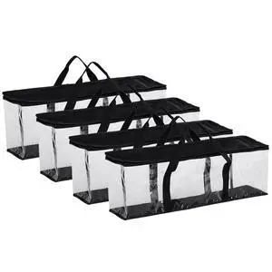 Set of 4 DVD Storage Bags Hold up to 160 DVDs (40 Each Bag), Water Resistant DVD Holder Case with Handles, Transparent PVC Media Storage for DVDs, CDs, Video Games, Books Set of 4 DVD Storage Bags Hold up to 160 DVDs (40 Each Bag), Water Resistant DVD Holder Case with Handles, Transparent PVC Media Storage for DVDs, CDs, Video Games, Books