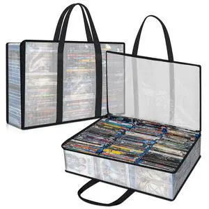 2 Pack DVD Storage Bag, Sturdy Clear CD Organizer with Carrying Handles,Media Organizer Bag for DVDs, CDs,PS4 Game,VHS, Blu Ray Disc 2 Pack DVD Storage Bag, Sturdy Clear CD Organizer with Carrying Handles,Media Organizer Bag for DVDs, CDs,PS4 Game,VHS, Blu Ray Disc
