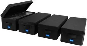 DVD Storage Box with Handles and Lid DVD Case Holder Organizer with External Label Slots, Stackable DVD Storage Case for Dust-Free and Space-Saving Media Storage4Pack-Black DVD Storage Box with Handles and Lid DVD Case Holder Organizer with External Label Slots, Stackable DVD Storage Case for Dust-Free and Space-Saving Media Storage4Pack-Black