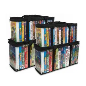4 Pack VHS Storage Bag-Movie Organizer-Video Tape-Handles-Hold 60-No Dust 4 Pack VHS Storage Bag-Movie Organizer-Video Tape-Handles-Hold 60-No Dust