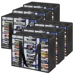 Clear DVD Storage Bags 6 Pack, Hold 420 DVDs or 540 Blu Rays, Easy Find Media Organizers with Reinforced Handle for Movies, Video Games, VHS Tapes Clear DVD Storage Bags 6 Pack, Hold 420 DVDs or 540 Blu Rays, Easy Find Media Organizers with Reinforced Handle for Movies, Video Games, VHS Tapes