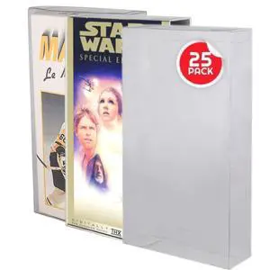 VHS Cassette Tape Display Protector Case - 0.35 mm Thick Clear PET Plastic Display Case Compatible with Star Wars, Disney, Jurassic Park, Titanic Movie Collection Storage (25 Pack) VHS Cassette Tape Display Protector Case - 0.35 mm Thick Clear PET Plastic Display Case Compatible with Star Wars, Disney, Jurassic Park, Titanic Movie Collection Storage (25 Pack)