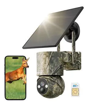 4G LTE Cellular Trail Camera with SIM, Solar, 2K 360° PTZ, No WiFi 4G LTE Cellular Trail Camera with SIM, Solar, 2K 360° PTZ, No WiFi