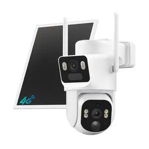 Dual Lens 4G LTE Cellular Security Camera, 2K HD Video, No WiFi Needed, 360° View Camera with Night Vision, Easy to Install, PIR Alarm, Built-in SIM Card(Supports Verizon/AT&T/T-Mobile) - White Dual Lens 4G LTE Cellular Security Camera, 2K HD Video, No WiFi Needed, 360° View Camera with Night Vision, Easy to Install, PIR Alarm, Built-in SIM Card(Supports Verizon/AT&T/T-Mobile) - White