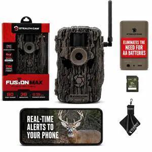Fusion MAX Cellular Trail Camera - 36MP Photo & 720P HD Video, 0.35 Sec Trigger, 80FT IR Range, Dual SIM AT&T & Verizon, Command Pro App, FieldMAX Lithium Battery + 32GB SD Card + Cloth Fusion MAX Cellular Trail Camera - 36MP Photo & 720P HD Video, 0.35 Sec Trigger, 80FT IR Range, Dual SIM AT&T & Verizon, Command Pro App, FieldMAX Lithium Battery + 32GB SD Card + Cloth