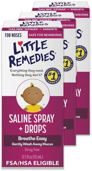 Sterile Baby Saline Nasal Spray and Drops, 0.5 Fl Oz, 3 Pk Sterile Baby Saline Nasal Spray and Drops, 0.5 Fl Oz, 3 Pk