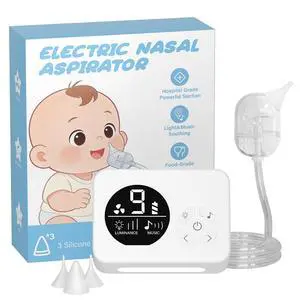 Nasal Aspirator for Baby, 9 Suction Levels Nose Sucker, Rechargeable Electric Snot Sucker, 3 Levels Night Light & Nursery Rhyme Soothing Function, Food-Grade Silicone Tips Nasal Aspirator for Baby, 9 Suction Levels Nose Sucker, Rechargeable Electric Snot Sucker, 3 Levels Night Light & Nursery Rhyme Soothing Function, Food-Grade Silicone Tips