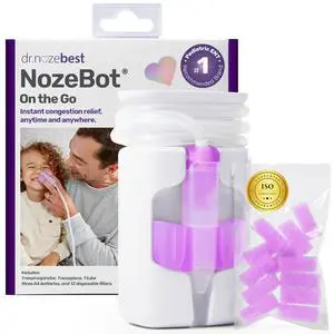 NozeBot On the Go Nasal Aspirator - Pediatric ENT Designed Electric Nose Sucker for Babies and Toddlers, Portable and Easy to Clean, Battery Powered Relief for Mild Congestion NozeBot On the Go Nasal Aspirator - Pediatric ENT Designed Electric Nose Sucker for Babies and Toddlers, Portable and Easy to Clean, Battery Powered Relief for Mild Congestion